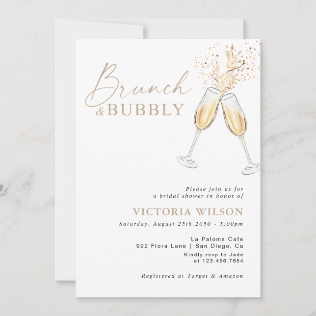 Invitation de Baby Shower Mariage Brunch et Bubbly (Devant)