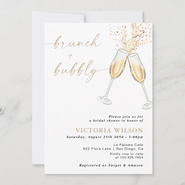 Invitation de Baby Shower Mariage Brunch et Bulles (Devant)