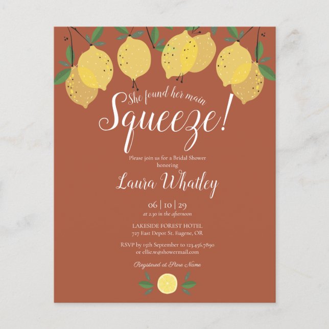Invitation de Baby Shower Mariage Budget Squeeze L (Devant)