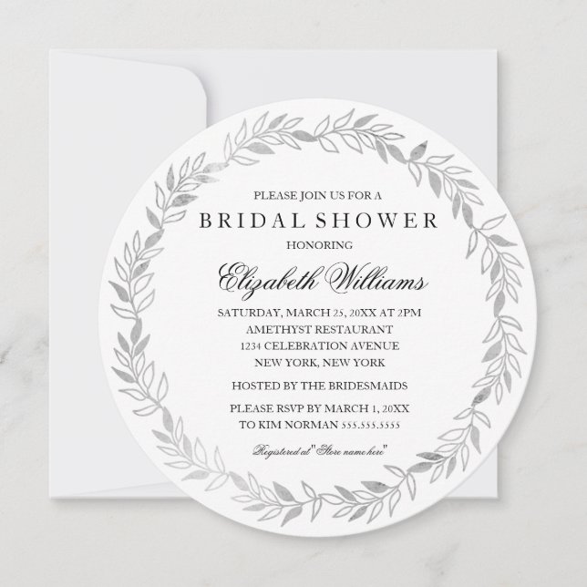 Invitation de Baby Shower Mariage Couronne Florale (Devant)