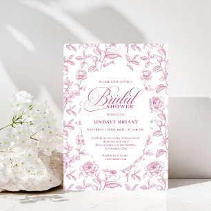 Invitation de Baby Shower Mariage Fleur Rose Pouss