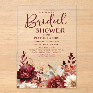 Invitation de Baby Shower Mariage Fleurie Crème Bo