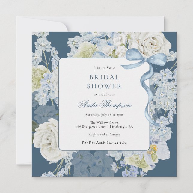 Invitation de Baby Shower Mariage Fleurie Quelque  (Devant)