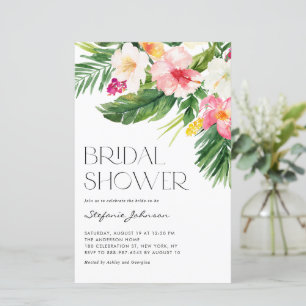 Invitation de Baby Shower Mariage Fleurs Tropicale