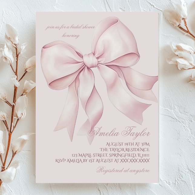 Invitation de Baby Shower Mariage Rose Poussiéreus (Créateur téléchargé)