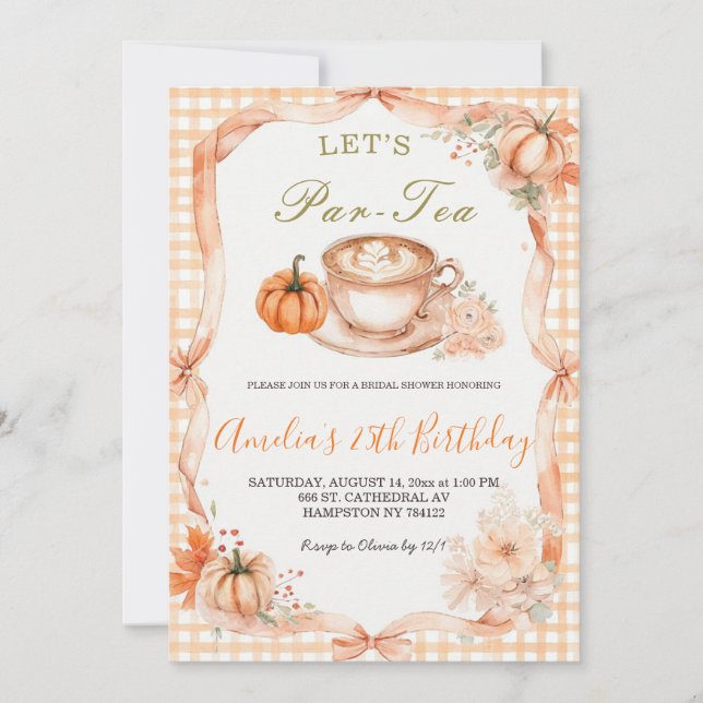 Invitation de Baby Shower Mariée Let's Par-Tea | P (Devant)