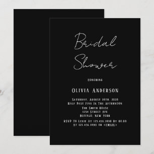 Invitation de Baby Shower Mariée Minimaliste Noir 
