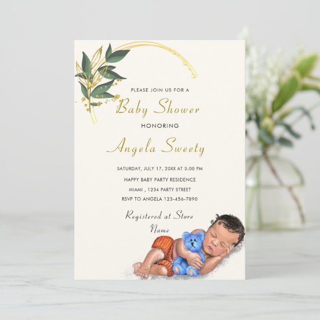 Invitation de Baby shower mignon dormant (Debout devant)