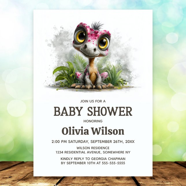 Invitation de baby shower mignonne avec dinosaure (Créateur téléchargé)