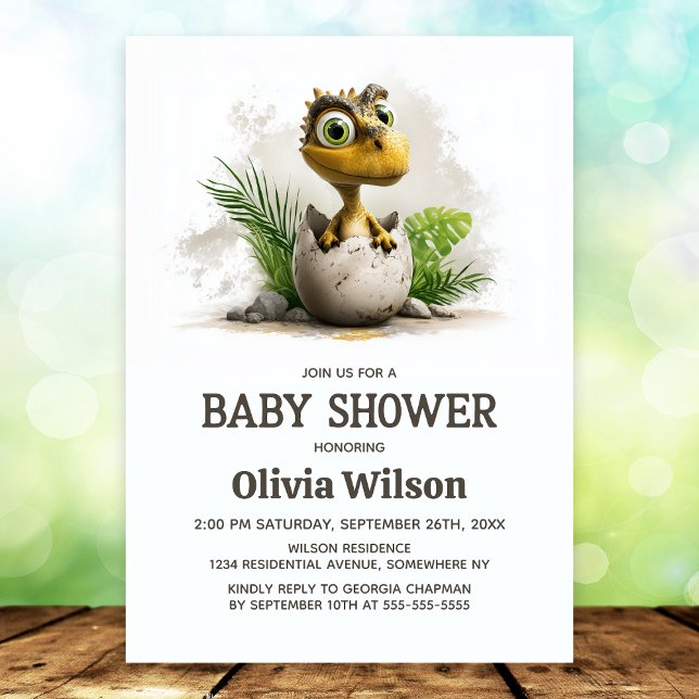 Invitation de baby shower mignonne avec dinosaure (Créateur téléchargé)