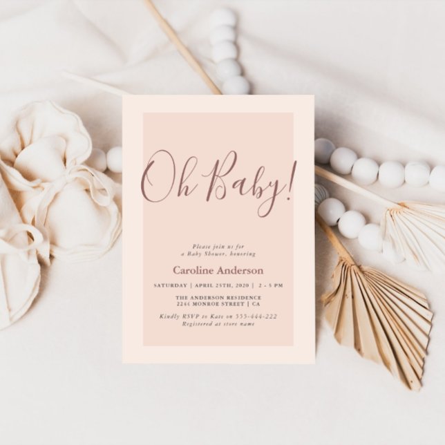 Invitation de baby shower minimaliste rose (Créateur téléchargé)