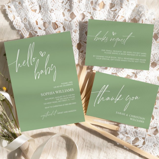 Invitation de Baby shower minimaliste Sage Green (Créateur téléchargé)