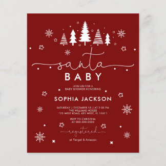Invitation de Baby Shower Minimaliste Santa à peti