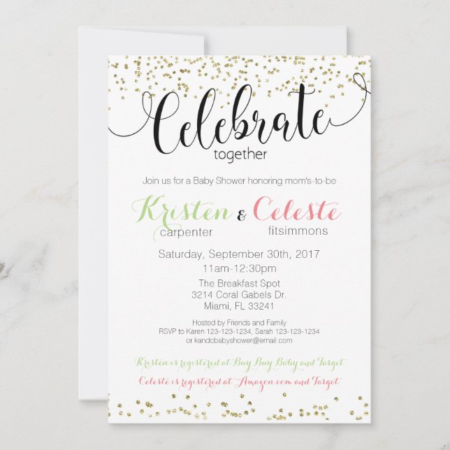 Invitation de Baby shower mixte (Devant)