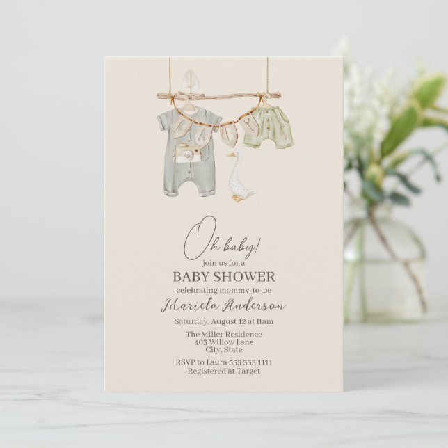 Invitation de Baby shower mobile Boho Nursery mode (Debout devant)