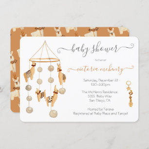 Invitation de Baby shower mobile Boho Scandi Llama