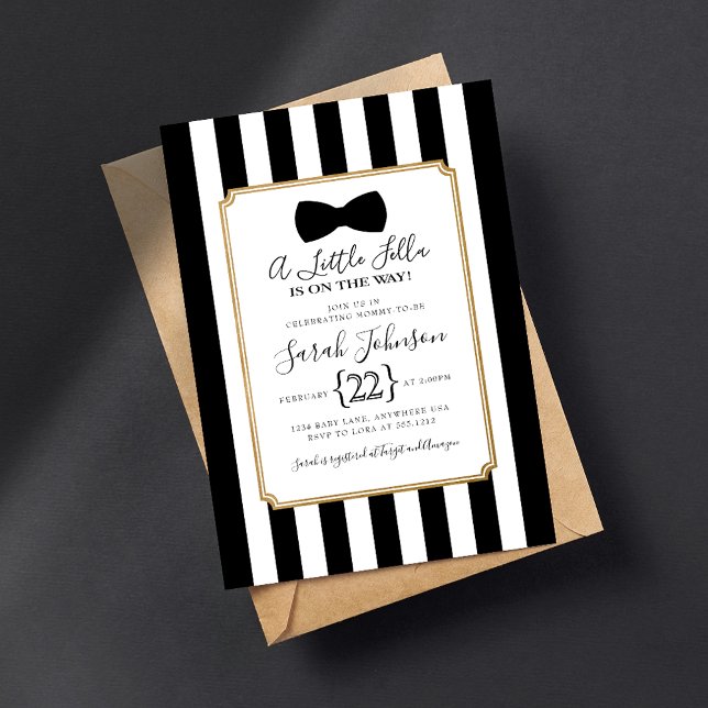 Invitation de baby shower moderne avec un nœud noi (Créateur téléchargé)