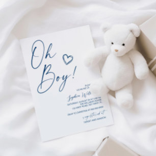 Invitation de baby shower moderne bleue pour bébé