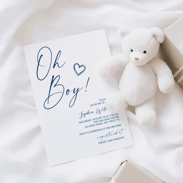 Invitation de baby shower moderne bleue pour bébé (Créateur téléchargé)