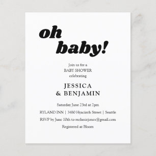 Invitation de baby shower moderne et blanche abord