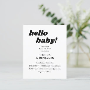 Invitation de baby shower moderne et blanche bonjo