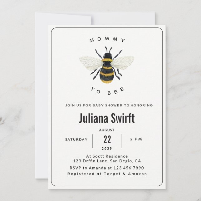 Invitation de Baby Shower Moderne et Chic pour la  (Devant)