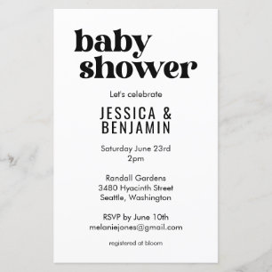 Invitation de baby shower moderne et mignonne à bu