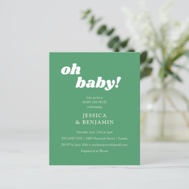 Invitation de baby shower moderne et mignonne à pe (Debout devant)