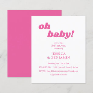 Invitation de baby shower moderne et mignonne rose