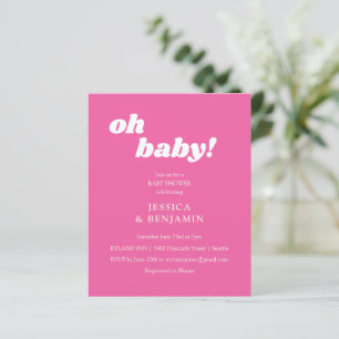 Invitation de baby shower moderne et mignonne rose