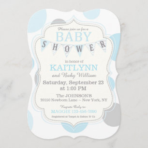 Invitation de Baby shower moderne Polka-dots et Bu
