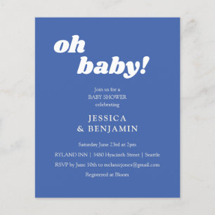 Invitation de Baby Shower Moderne Simple Bleu Oh B