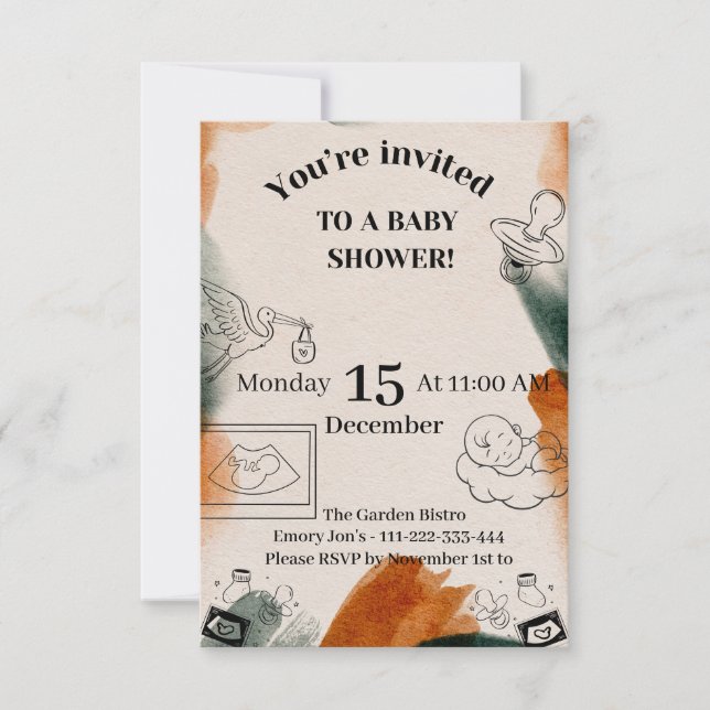 Invitation de baby shower modifiable | Sucette min (Devant)