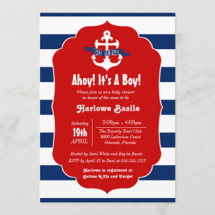 Invitation de Baby shower nautique, Ahoy c'est un 