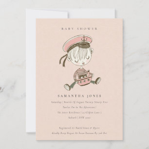 Invitation de Baby shower nautique Blush Little Sa