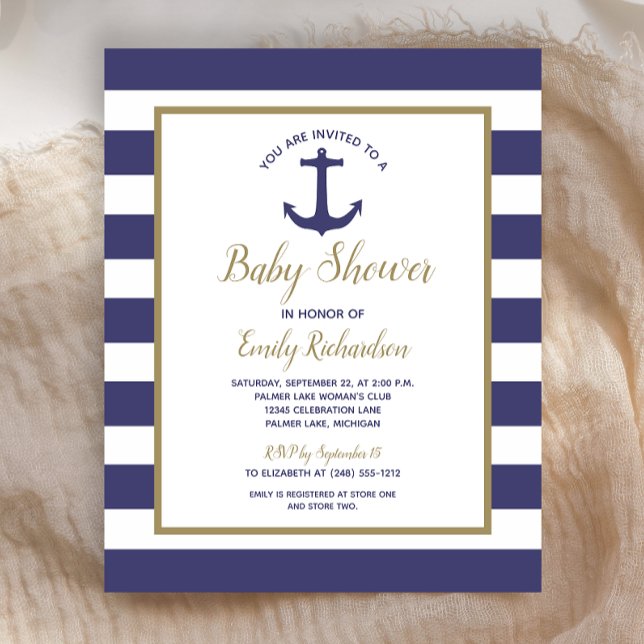 Invitation de baby shower nautique budgétaire (Créateur téléchargé)