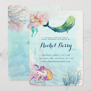 Invitation de Baby shower nautique de baleine