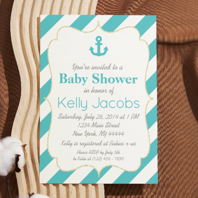 Invitation de Baby shower nautique Turquoise et Go (Créateur téléchargé)