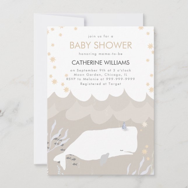Invitation de Baby shower Neutral Cute White (Devant)