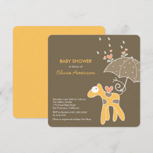 Invitation de Baby shower neutre de la Girafe jaun