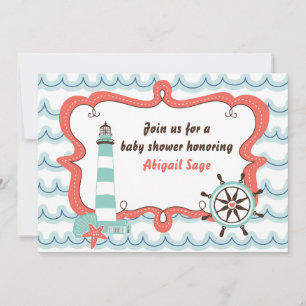 Invitation de Baby shower neutre du phare nautique