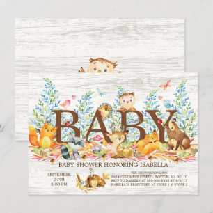 Invitation de Baby shower neutre en bois rustique