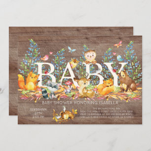 Invitation de Baby shower neutre en bois rustique