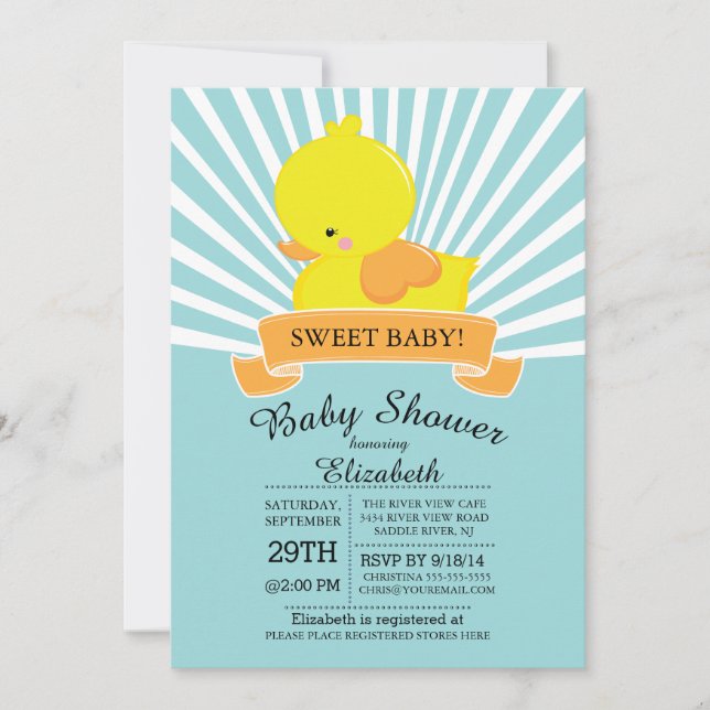 Invitation de Baby shower Neutre en caoutchouc (Devant)