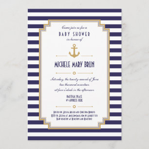 Invitation de Baby shower neutre et marine
