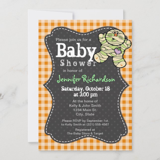 Invitation de Baby shower neutre Halloween (Devant)