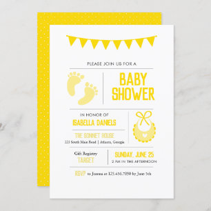 Invitation de Baby shower neutre jaune