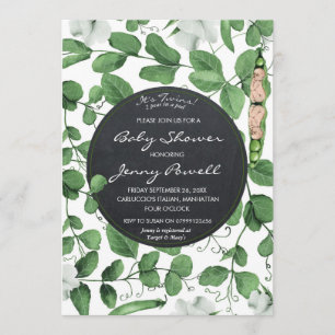 invitation de baby shower neutre jumelle des pois