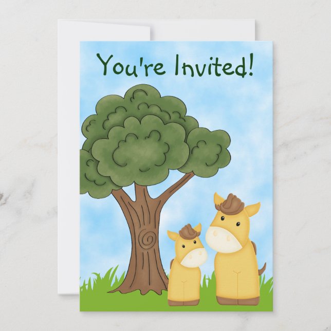 Invitation de Baby shower neutre pour cheval perso (Devant)