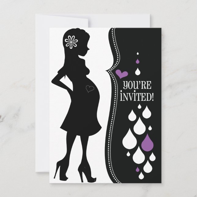 Invitation de Baby shower noir et blanc (Devant)